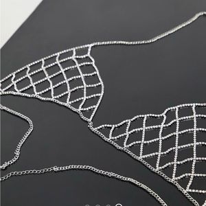ASOS DESIGN body chain in crystal bralette design in silver